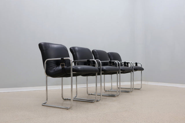 Vintage leather dining chairs Guido Faleschini 1970s