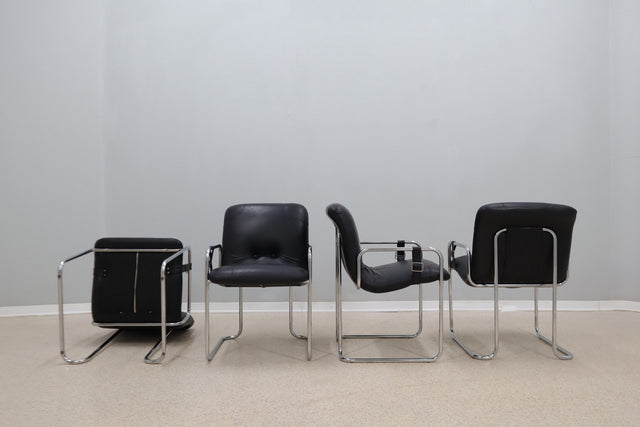 Vintage leather dining chairs Guido Faleschini 1970s