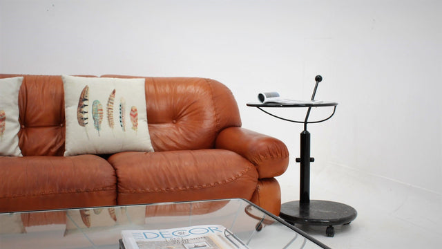 Italian glass and marble swivel coffee table 1980s