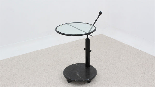 Italian glass and marble swivel coffee table 1980s