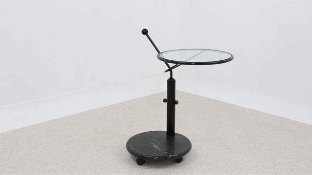 Italian glass and marble swivel coffee table 1980s