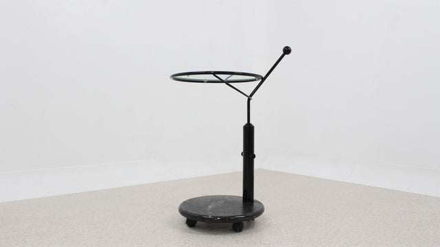 Italian glass and marble swivel coffee table 1980s