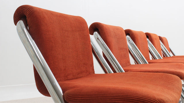 Vintage cantilever chrome dining chairs 1970s