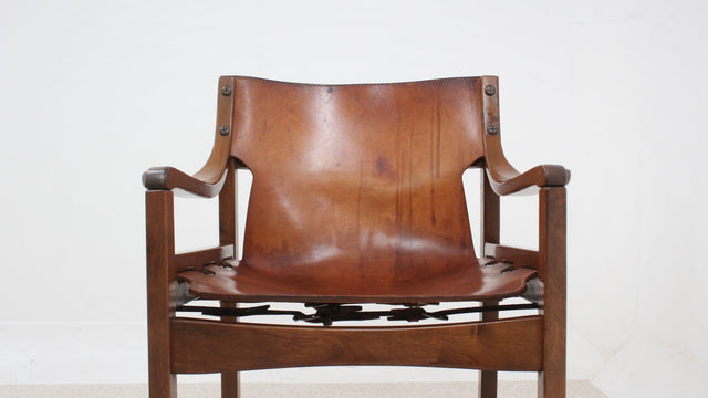Brazilian vintage leather dining chairs 1960s, set of 4