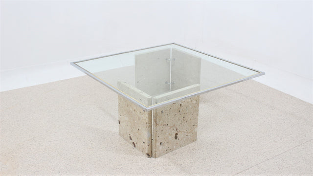 Italian marble and glass coffee table 1970s