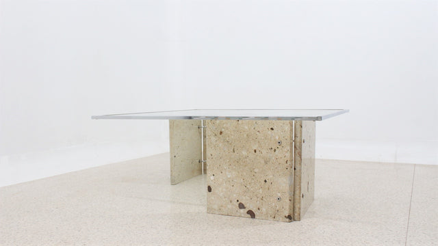 Italian marble and glass coffee table 1970s