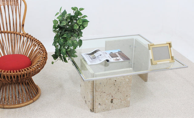 Italian marble and glass coffee table 1970s