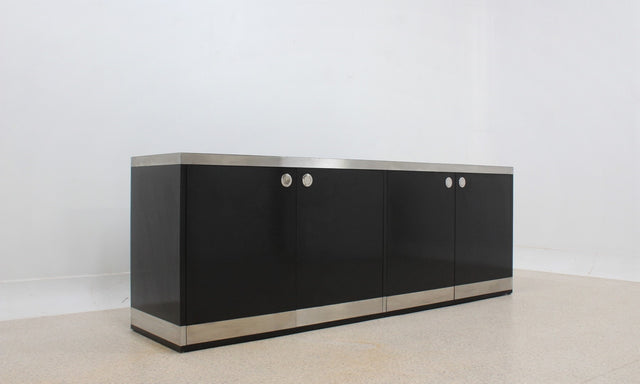 Willy Rizzo laminated wood and steel sideboard 1970s