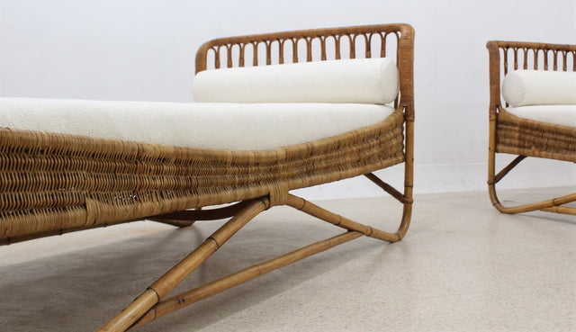 Vintage rattan daybed Gervasoni 1960s, set of 2