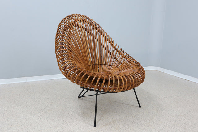Janin Abraham Dirk Jan Rol rattan armchair 1950s