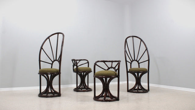 Set of McGuire vintage rattan chairs 1970s