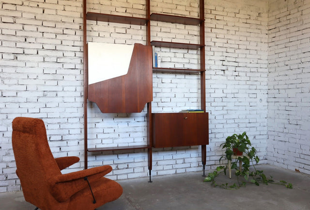 Mid century ceiling modular teak bookcase 1950s