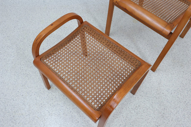 Mid century Vienna straw set 1940s, bench + armchair