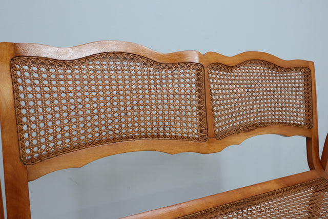 Mid century Vienna straw set 1940s, bench + armchair