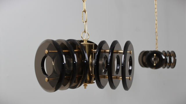 VECA pendant glass lamp 1970s set of 3