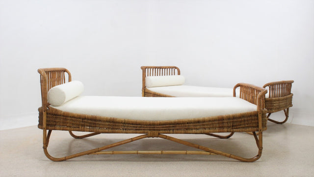 Vintage rattan daybed Gervasoni 1960s, set of 2