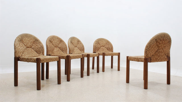 Vintage straw chairs design De Pas, D'Urbino, Lomazzi 1970s