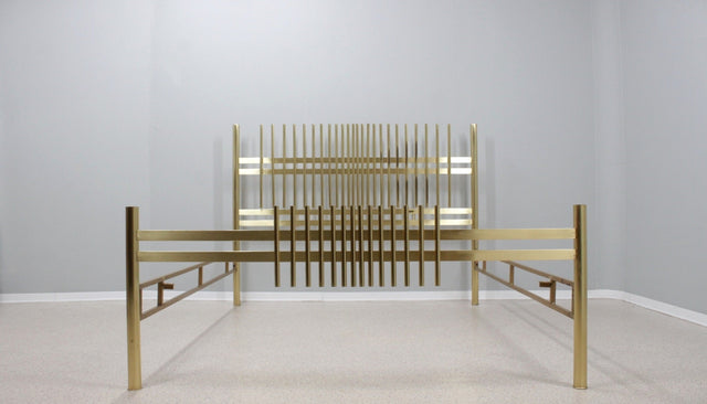 Vintage golden brass bed FRIGERIO 1970s