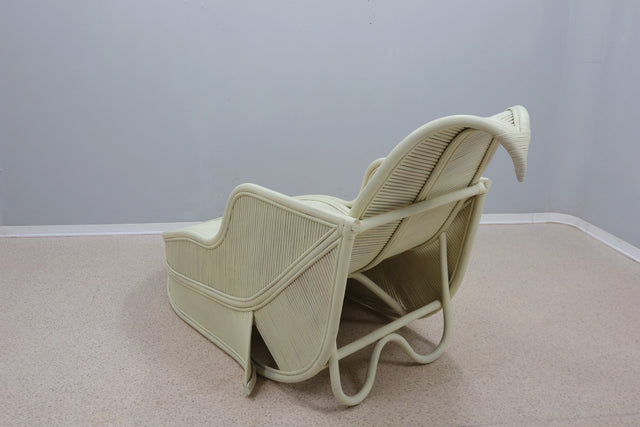 Vintage rattan chaise lounge Vivai del Sud 1970s