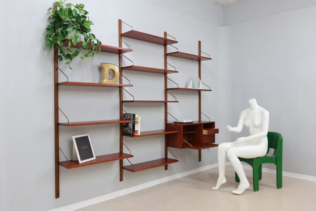 Vintage teak wall unit by Poul Cadovius, Denmark 1960s