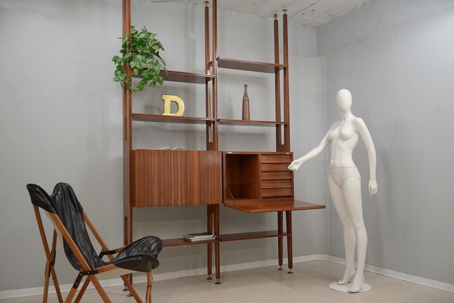 Mid century teak ceiling wall unit 1950s