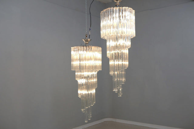 Venini 4 spiral triedri glass chandelier Venini 1980s