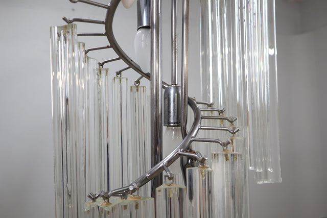 Venini 4 spiral triedri glass chandelier Venini 1980s