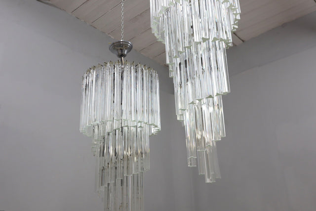 Venini 4 spiral triedri glass chandelier Venini 1980s