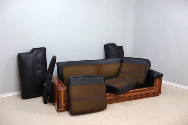 Vintage 3-seater leather sofà FRIGERIO 1970s