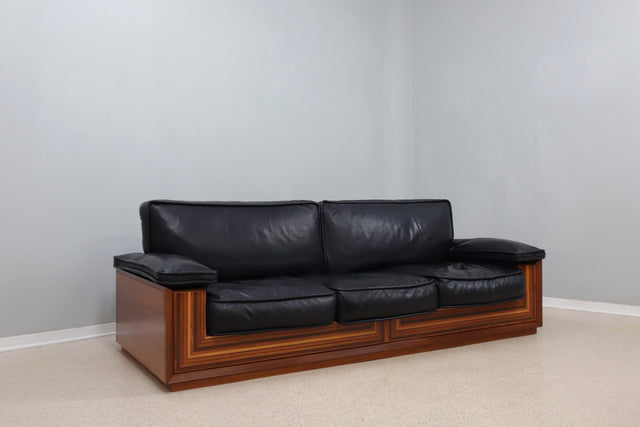 Vintage 3-seater leather sofà FRIGERIO 1970s