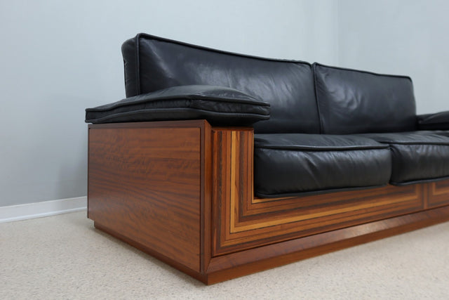 Vintage 3-seater leather sofà FRIGERIO 1970s