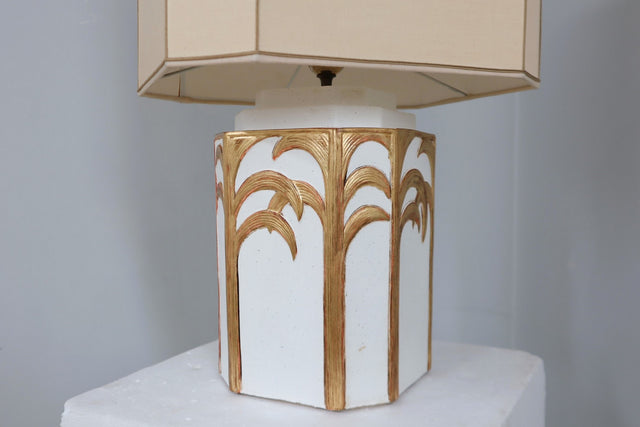 Rattan palm tree table lamp Vivai del Sud 1970s