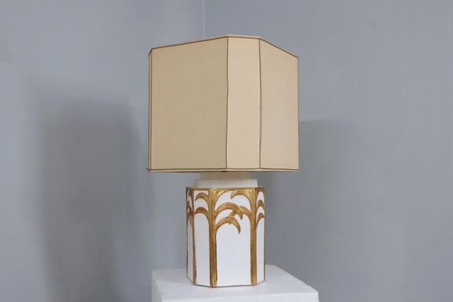 Rattan palm tree table lamp Vivai del Sud 1970s