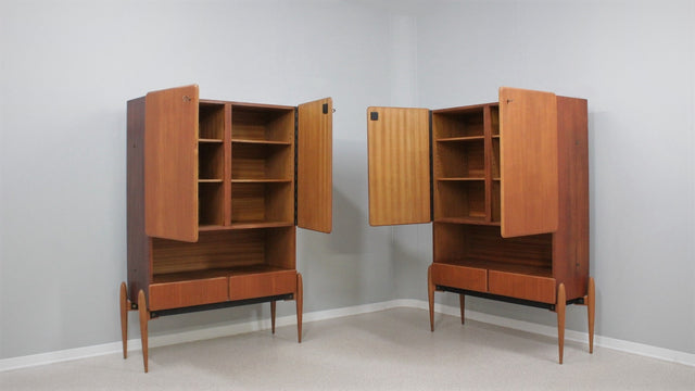 Vintage teak wood cabinets 1960s, set of 2
