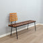 George Coslin 1950s Rationalist Teak Slat Bench, Panca doghe vintage Teak Bank Asymmetrical design.