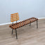 George Coslin 1950s Rationalist Teak Slat Bench, Panca doghe vintage Teak Bank Asymmetrical design.