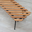 George Coslin 1950s Rationalist Teak Slat Bench, Panca doghe vintage Teak Bank Asymmetrical design.