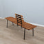 George Coslin 1950s Rationalist Teak Slat Bench, Panca doghe vintage Teak Bank Asymmetrical design.