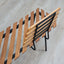 George Coslin 1950s Rationalist Teak Slat Bench, Panca doghe vintage Teak Bank Asymmetrical design.
