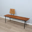 George Coslin 1950s Rationalist Teak Slat Bench, Panca doghe vintage Teak Bank Asymmetrical design.