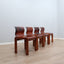 Set of 4 Afra & Tobia Scarpa 1970s chairs in curved wood and leather. Set 4 sedie Scarpa legno e cuoio. Chaises vintage cuir et bois. Scarpa Stühle Leder und Holz.
