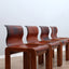 Set of 4 Afra & Tobia Scarpa 1970s chairs in curved wood and leather. Set 4 sedie Scarpa legno e cuoio. Chaises vintage cuir et bois. Scarpa Stühle Leder und Holz.