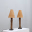Pair of elegant 1970s Italian decorative table lamps in raphia and parchment. Coppia lampade Toscana raffia pergamena. Paire de lampes italiennes vintage. Paar Toskanische Tischlampen.