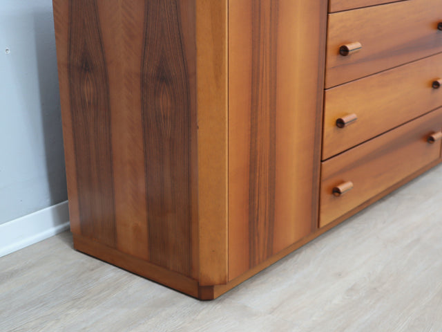 1970s Italian handcrafted sideboard with geometric wood inlay credenza artigianale vintage buffet marqueterie bois Anrichte Intarsien credenza