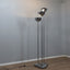 Vintage 1970s Lamperti floor lamp, Italian Space Age design. Chrome metal standing lamp featuring three tubular columns 