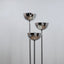 Vintage 1970s Lamperti floor lamp, Italian Space Age design. Chrome metal standing lamp featuring three tubular columns 