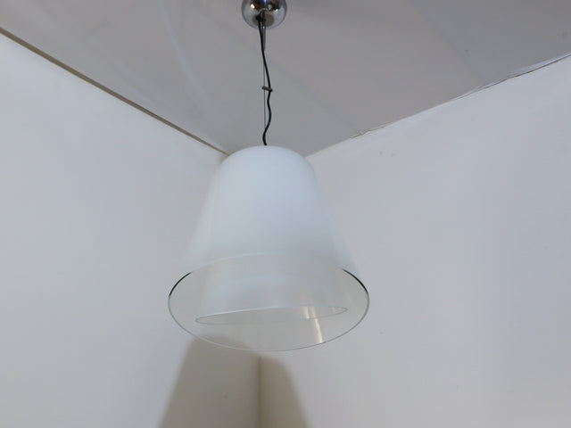 1970s Lamperti Giglio pendant lamp in hand-blown Murano glass. Lampadario Murano Lamperti anni 70. Suspension verre Murano. Muranoglas Hängelampe.