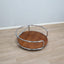 Large 1970s Italian round coffee table chrome teak smoked glass. Table basse ronde chrome teck verre fumé. Runder Couchtisch Chrom Teak.