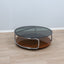 Large 1970s Italian round coffee table chrome teak smoked glass. Table basse ronde chrome teck verre fumé. Runder Couchtisch Chrom Teak.