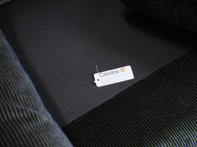 Maralunga 2-seater sofa by Vico Magistretti Cassina canapè vintage 80s, blue/green striped velvet zabytkowa sofa